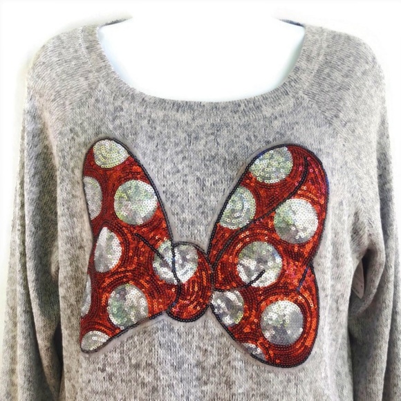 Disney Tops - Disney Parks New Sweater Soft Minnie Bow Sequins M